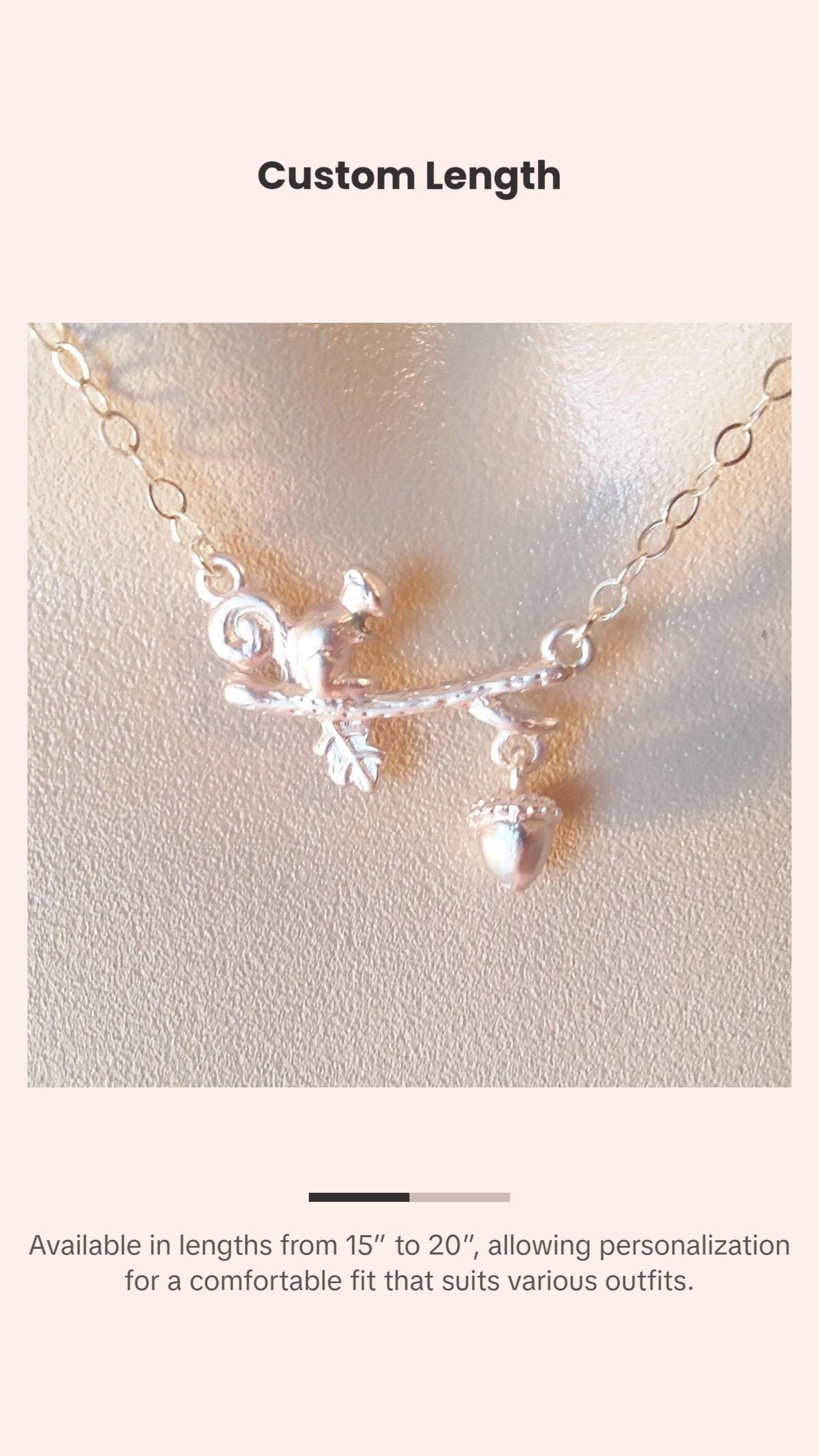 Silver Squirrel Necklace - Squirrel Chasing Acorn Necklace - Bridal Gifts - Fall Jewelry - Wildlife - Christmas Gift - Mothers Day Gift