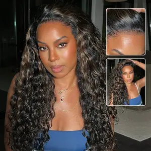 【LIVE SALE】22‘’ 24'' Unice Water Wave Wig Black with Golden Brown Highlights  7x5 Bye Bye Knots Lace Closure Human Hair Wigs