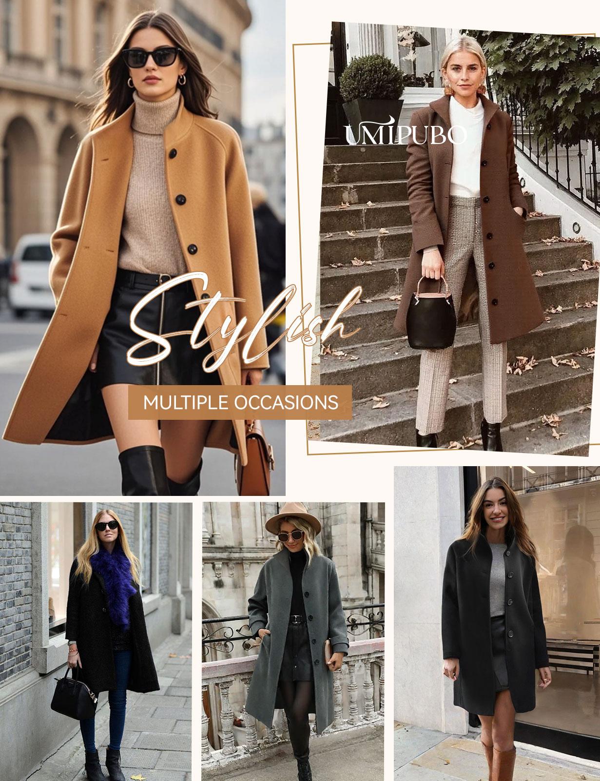 UMIPUBO Women's Winter Single Breasted Pea Coat Casual Stand Collar Overcoat Work Office Classic Jacket with Pockets UMIPUBO Women's Winter Single Breasted Pea Coat Casual Stand Collar Overcoat Work Office Classic Jacket with Pockets