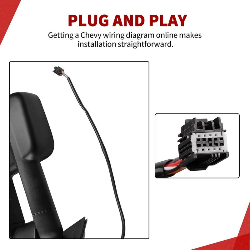 YITAMOTOR Tow Mirrors Car Accessories for 2007-2014 Chevy Silverado GMC Sierra, Power Heated Driver & Passenger Side Replacement Towing Mirror Set Car Accessories Auto Parts