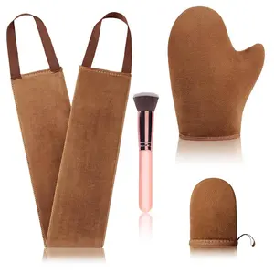 4 Pcs Self Tanner Mitt Applicator Kit - Self Tanning Mitt Glove,Self Tanner Back Applicator,Mini Face Tanner Mitt,Face Tanner Brush Soft Streak-Free Reusable & Washable for Women Girl Men (Brown) No Brand