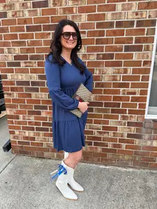Blue long-sleeved dress