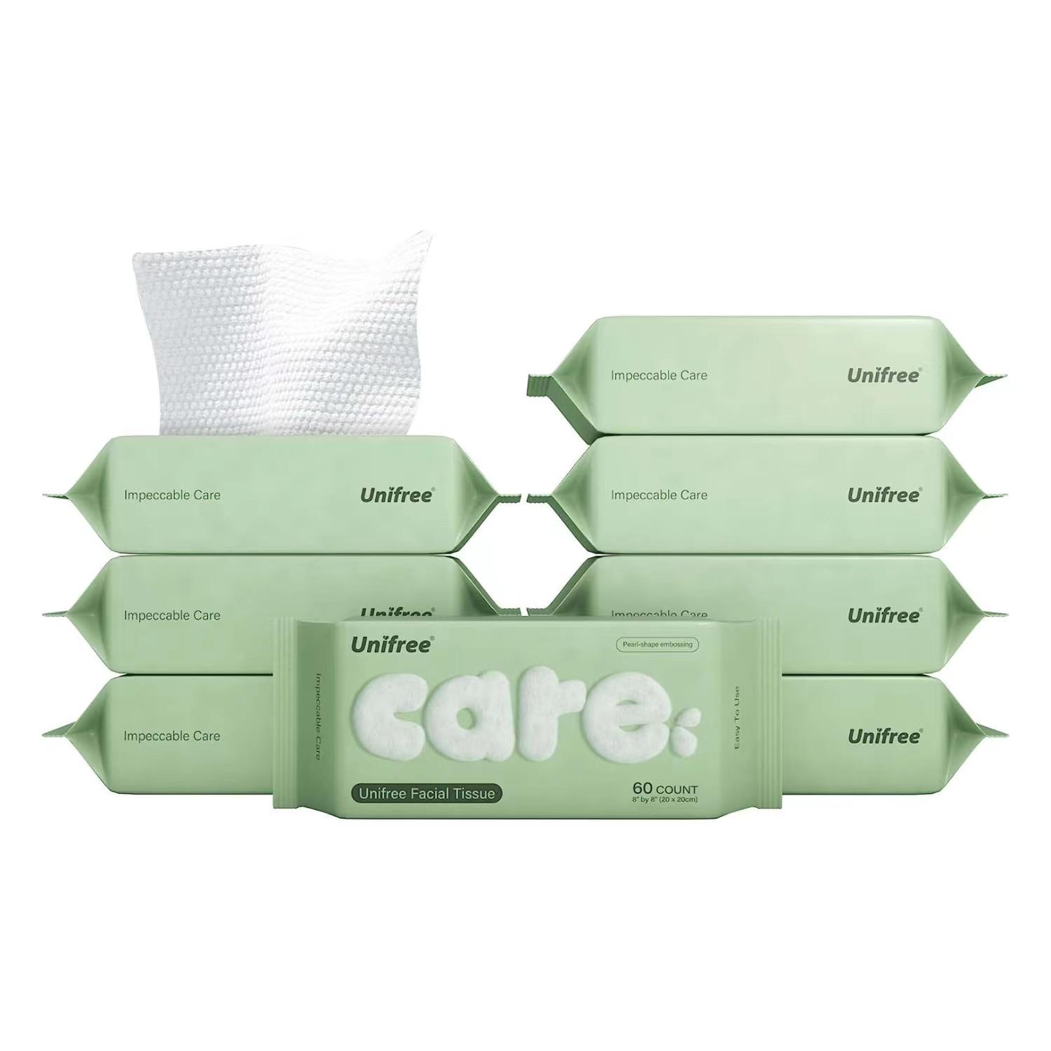 Unifree Face Towels Value Packs of 8 or 16 - 480 to 960 Ct, 100% Plant-Based Fiber Biodegradable, Highly Absorbent, Soft Comfortable for Skincare exfoliating facial superabsorbent hotel disposable towel