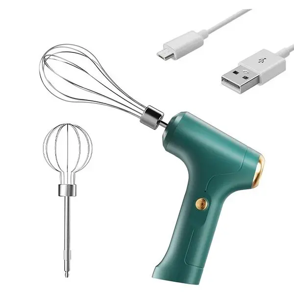 Cordless Electric Hand Mixer - USB Rechargeable, 304 Stainless Steel with 2 Detachable Whisks, 3 Speed Modes for Kitchen Baking