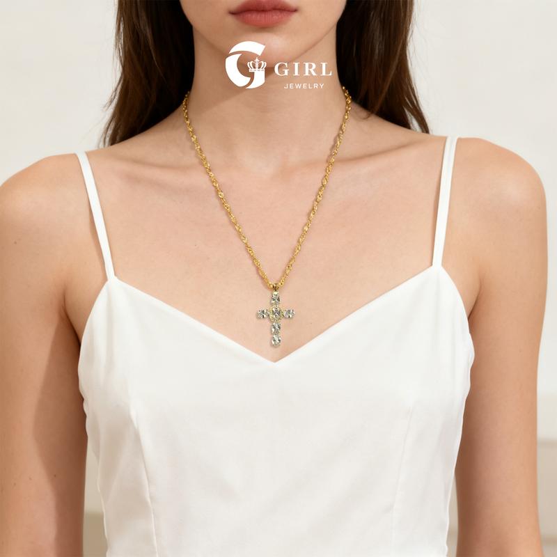 GGIRL 18K Gold Plated Dainty Cross Necklace for Women and man Cubic Zirconia Cross Necklace Faith Pendant Necklaces Trendy Stainless Steel Minimalist Fashion Jewelry Gift for Holiday Haul Christmas Birthdays Anniversaries