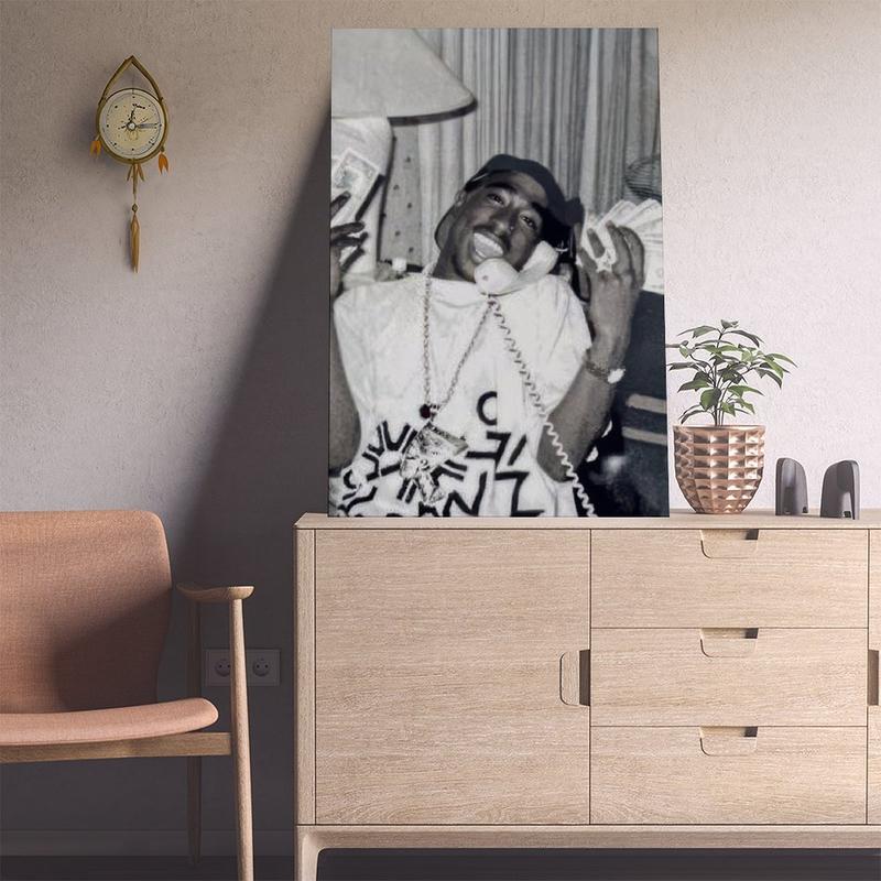 Tupac Shakur Street Photo, Hip Hop Legend Wall Decor, 90s Rap Icon Print, Black & White Urban Themed