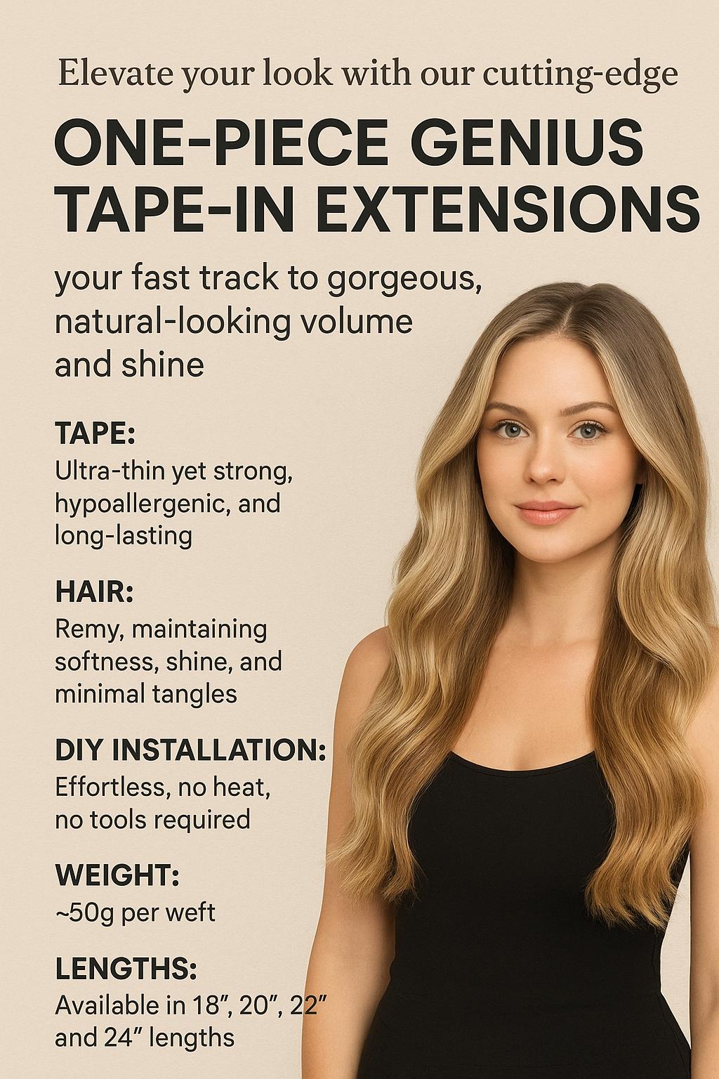 Full Shine Genius Weft Tape in Extensions Natural Human Straight Hair 1 Pcs 18-24lnch 50G And 4 Pcs 16-22lnch 90-120G