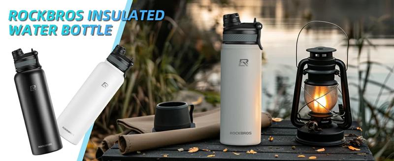 ROCKBROS Stainless Steel Insulated Water Bottle with Straw