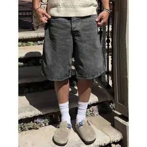 ( Five-star review)Men's Casual Solid Color Denim Shorts Jorts, Simple All-Match Fashion Style For Summer