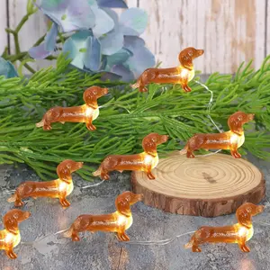 Impress Life Pet Theme Christmas Decorative String Lights, 10ft 30 LED Dachshund Dog Twinkle Lights, USB Battery Operated with Remote for Indoor Covered Outdoor Christmas Parties Ornament