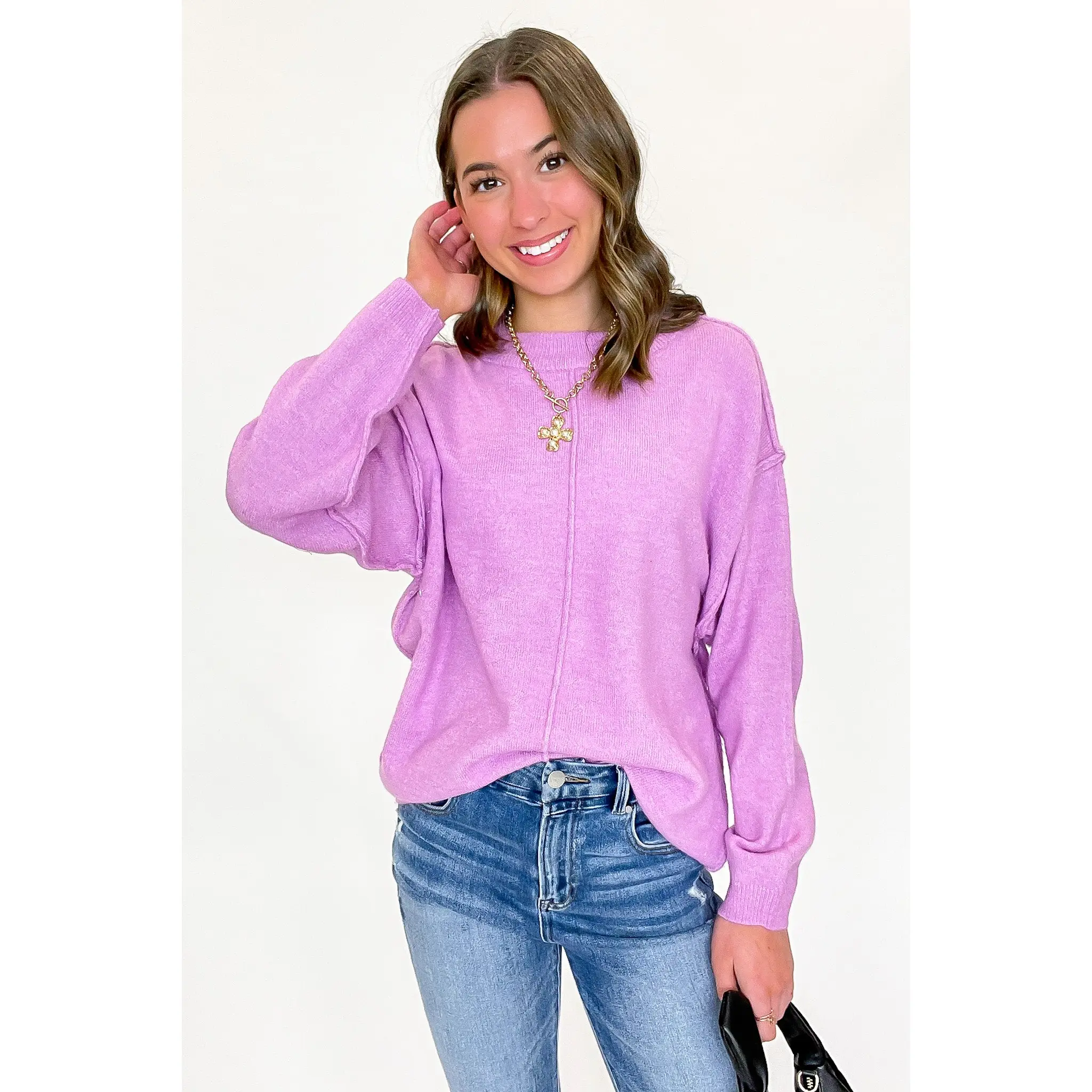 Comfort Code Front Seam Round Neck Sweater - BACK IN STOCK