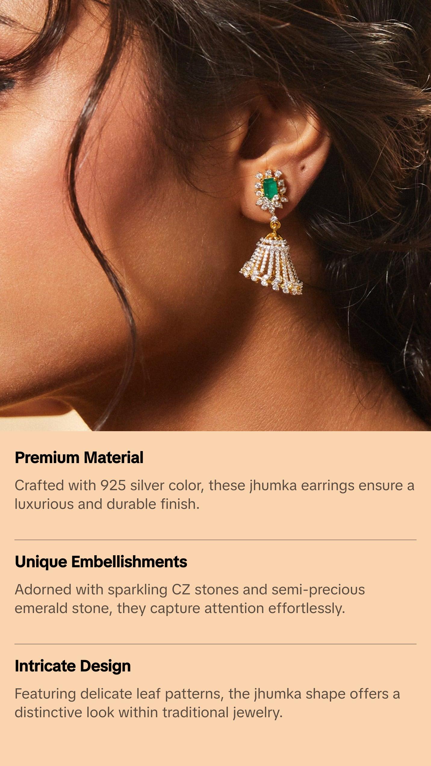 Opulent Floral CZ Silver Jhumka Earrings