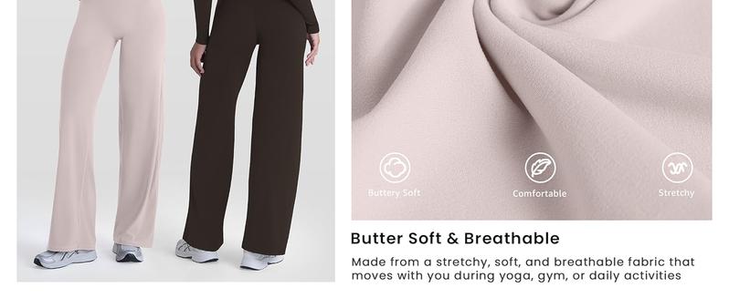 Sunzel Women's Butt Lifting Wide Leg Yoga Pants High Waist Tummy Control No Front Seam Straight Leg Workout Gym Bottoms