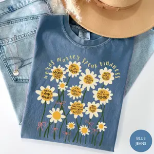 Comfort Colors Daisy Flower Shirt, Words Matter Speak Kindness Graphic Tee, Motivational Saying T-Shirt, Mental Health Awareness Gift