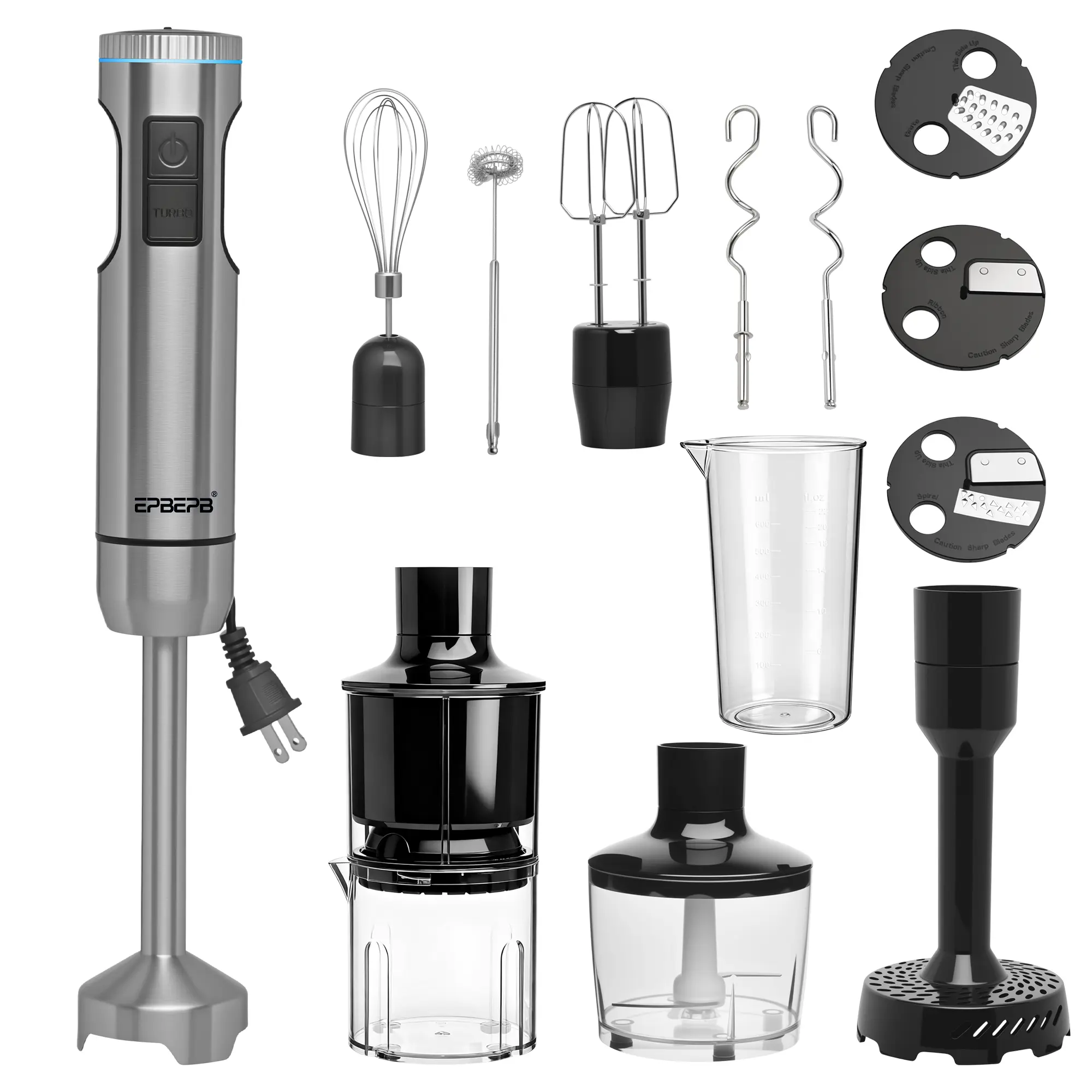 1000W High Performance Handheld Immersion Blender Bundle - 11-in-1 Multifunctional Juicer Set with Dough Hook Knead, Milk Frother, Egg Beater, Vegetable Chopper, Potato Masher for Smoothies