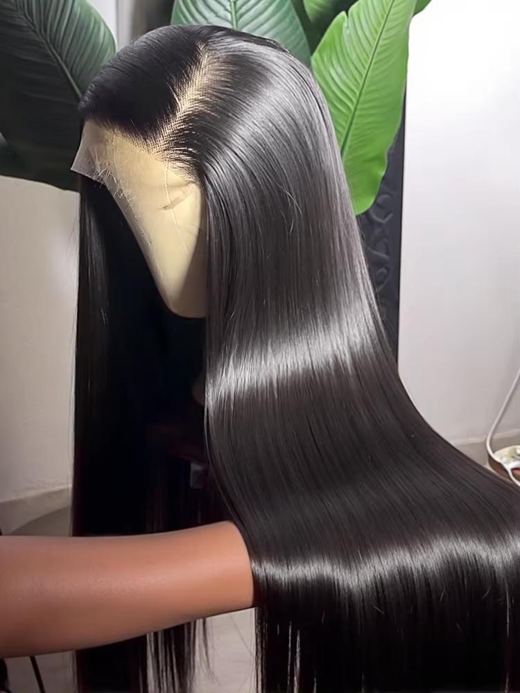 Bling Hair 180 Density 13x6 13x4 HD Transparent Straight Lace Frontal Wigs Human Hair 32 34 Inch 360 Full Lace Front Wig PrePlucked For Women