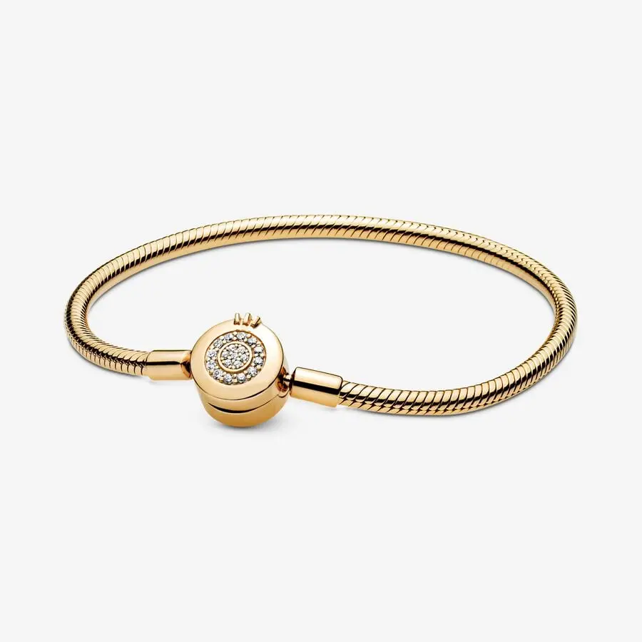 LEYEHOPE Women's Crystal Sparkling Crown Clasp Snake Chain Charm Bracelet - Elegant Cubic Zirconia Pavé Bling Gold Jewelry, Adjustable Fit Bangle for Female Daily Accessory Goals Wrist Stack