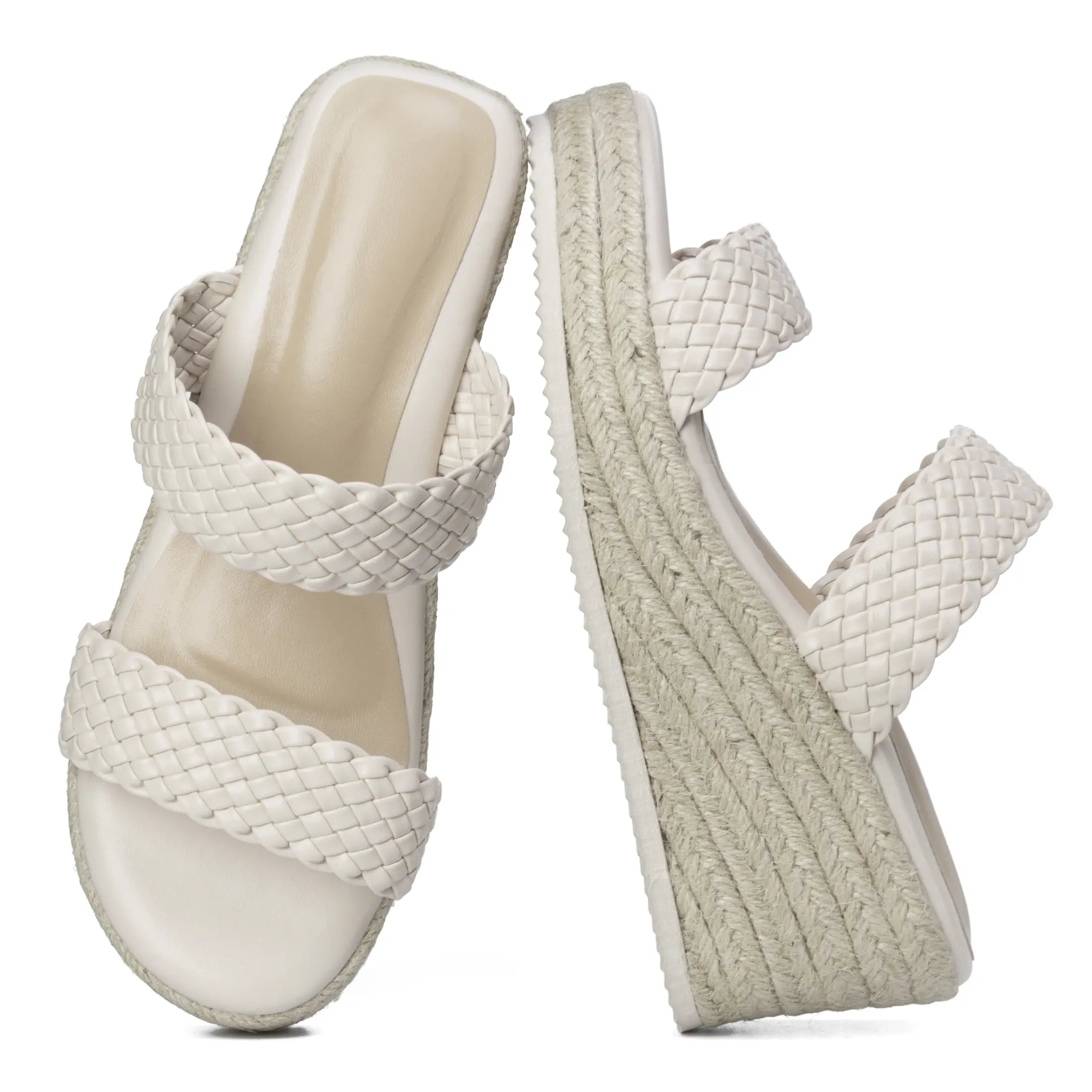 Women's Braided Strap Espadrille Wedge Sandals Slip-On Platform Mules Springfresh for Summer Vacation & Casual Wear