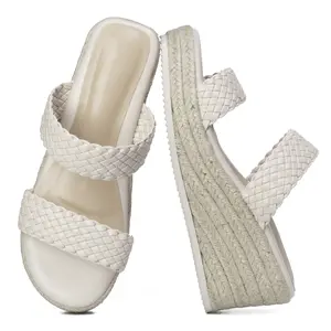 Women's Braided Strap Espadrille Wedge Sandals Slip-On Platform Mules Springfresh for Summer Vacation & Casual Wear