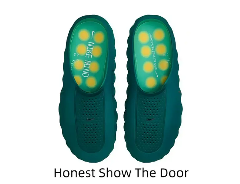 Trendy Dark Teal Hollow Slip-On Slides Shock Absorbing Thick Sole For Gym Outdoor Walking ：，，