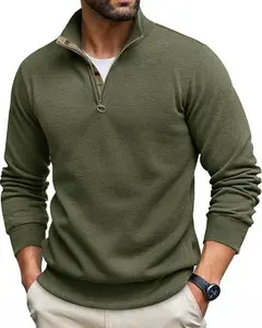 Runcati Mens Quarter Zip Pullover Sweater Lightweight Mock Neck Slim Fit Pullover Knit Casual Polo Sweaters