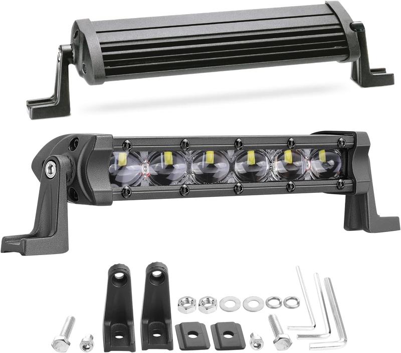 YCHOW-TECH LED Light Bar 6 Inch, 2PCS 96W Flood Light Bar Anti-Glare Single Row Driving Lights Backup Lighting Slim LED Pods Bumper Lights Off Road Fog Lights for Trucks ATV UTV Boats