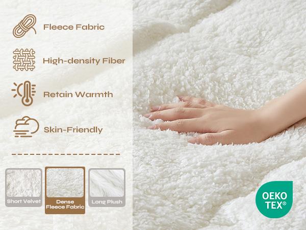 Pinmoco Cozy Warm-Retaining Sherpa Mattress Topper, Thick Fleece Mattress Pad Cover Two-sided Pillow Top Mattress Protector Keep Warm, Machine Washable