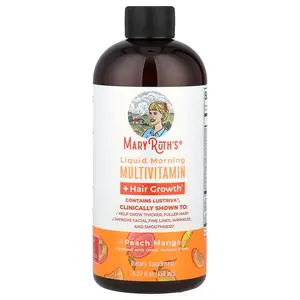 MaryRuth's Liquid Morning Multivitamin + Hair Growth, Peach Mango, 15.22 fl oz (450 ml)