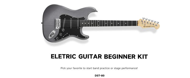 Donner DST-80 ST Electric Guitar Kit with Amplifier, Bag, Strap, String, Tuner, Cable, Capo and Pick, SSS Pickups