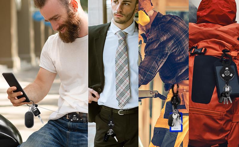 [New Deal] 2-Pack Retractable Keychain - Heavy Duty Badge Holder, ID Badge Reel, Carabiner Badge Clip, Tactical Key Chain with 32" Steel Retractable Cord, 8.0 oz