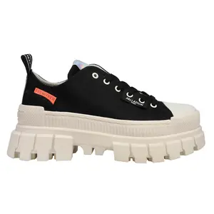 Palladium Womens Revolt Lo Tx Platform Sneakers Shoes Casual - Black, Off White
