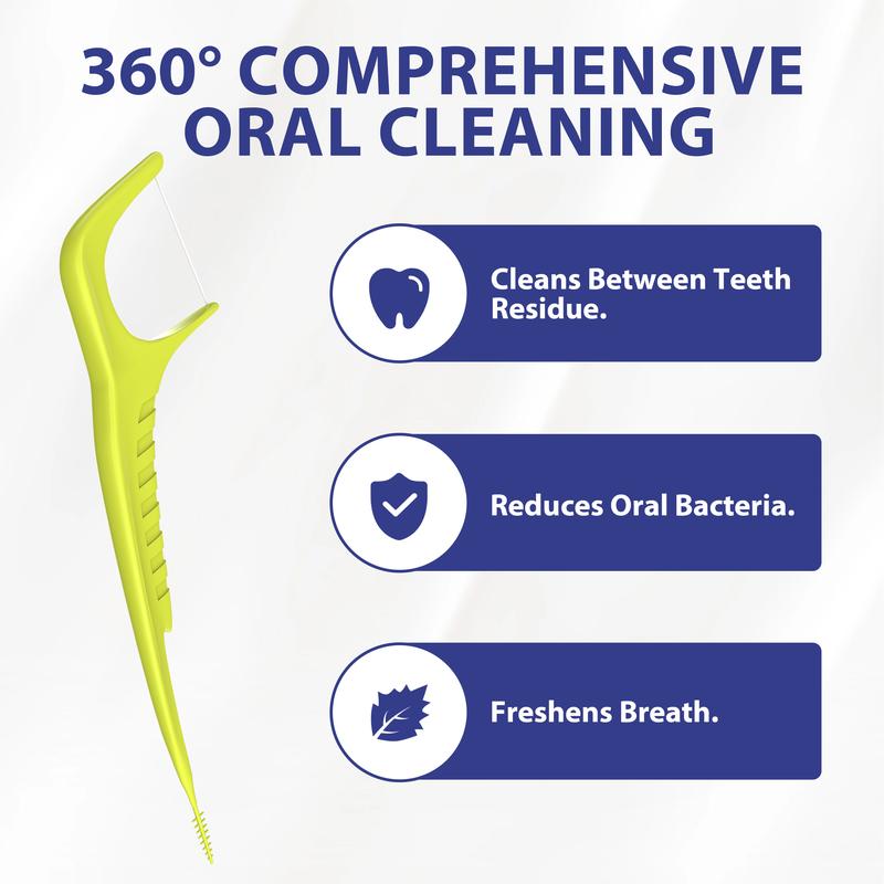 CEELIKE 2-in-1 Floss Pick for Efficient Cleaning, Gum Care, and Fresh Breath - 150 Pieces Mint Flavor Daily Care