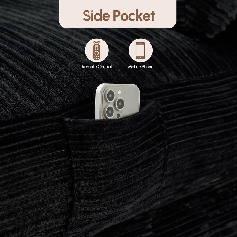 XIZZI 36" Foldable Boneless Lounge Sofa Bed, Corduroy Upholstered Sectional, Convertible Sleeper Chair with Pillow Foldable Mattress with Back Support, Portable Fold Out Chair Bed Comfy Floor Couch for Living Room Bedroom