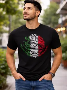 Mexico Mexican Flag Eagle T-Shirt- Playera Con el Aguila De Mexico