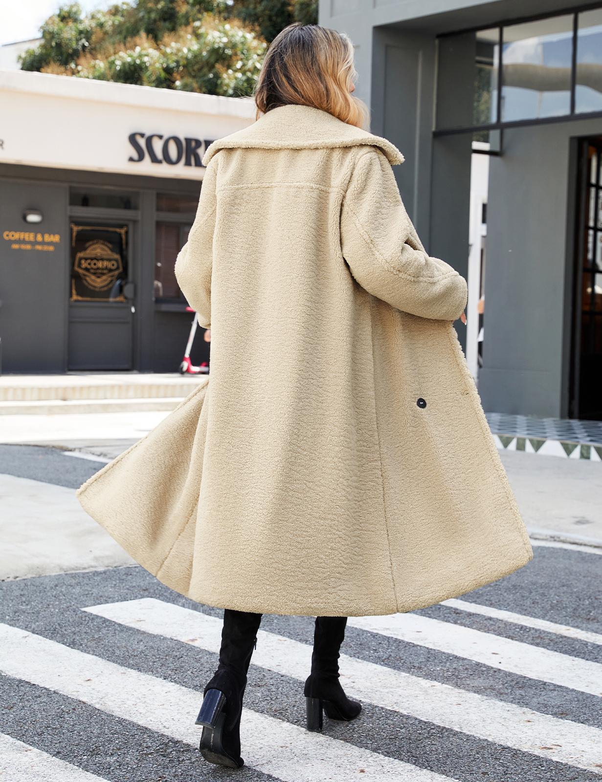 UMIPUBO Winter Women's Fleece Winter Coat Fuzzy Lapel Open Front Long Cardigan Jackets Fluffy Faux Fur Warm Fashions Outwear