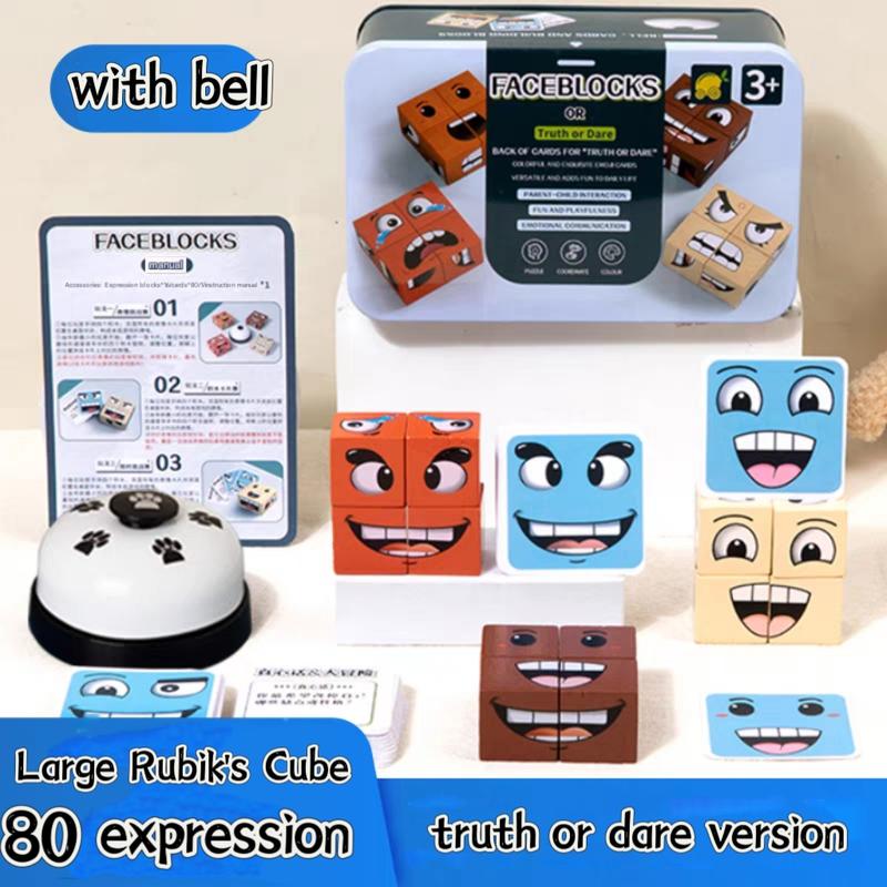 Face-Changing Cube Building Blocks Wooden Expressions Matching Block ...