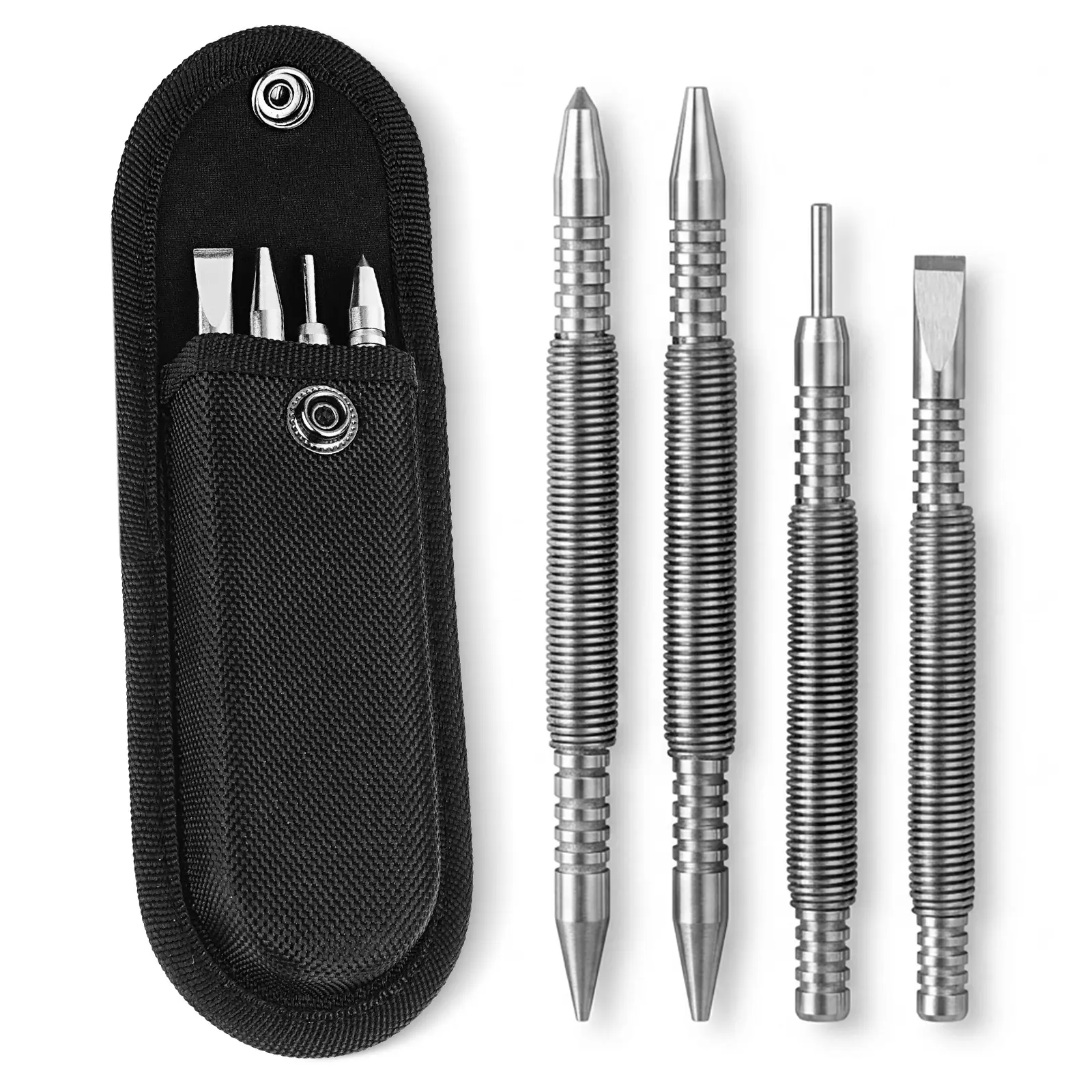 BESTNULE Professional 4-Pc Nail Setting Kit – Dual-Head, Hammerless, Precision-Targeted for Fast, Portable Home Repair & Woodworking