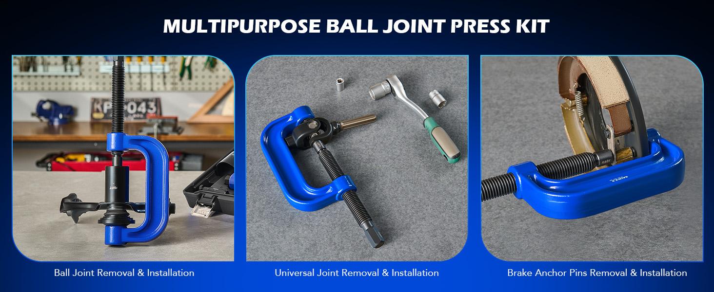 Orion Motor Tech Ball Joint Press Kit, 21-Piece Master Ball Joint Removal Tool with C-Frame, Heavy-Duty Brake Anchor Pin U Joint Ball Joint Press Tool for 2WD and 4WD Cars Black/Blue/Green, Car Repair Tool Kit