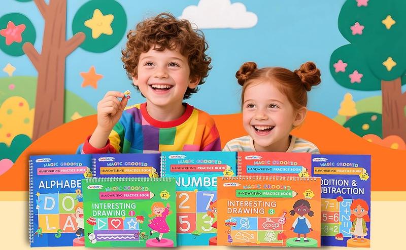 [WinterClearance]2026 New Magic Grooved Writing Practice Books, Reusable paper Handwriting Workbooks,LumiKidz Large Copybooks,Box Pack For Kids Ages 3-8,Second Grade Educational Learning Tools,Kindergarten Prep,Spiral Notebook PenSet,Back-to-school Season
