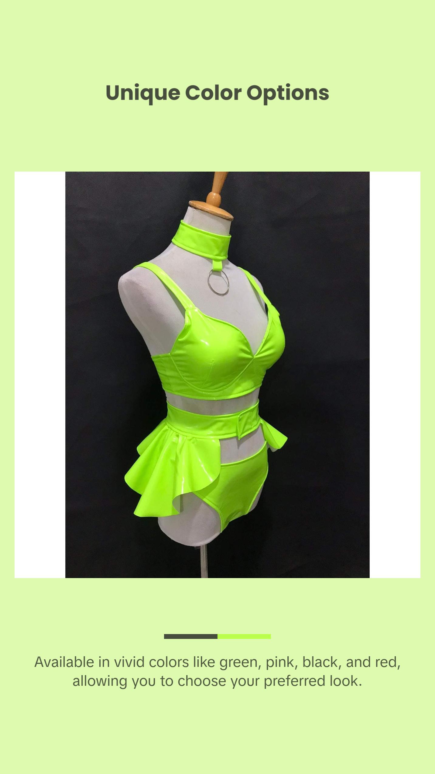 Bar Costume Sexy Fluorescent Elastic Patent Leather Dress Clothes Womenswear Collar