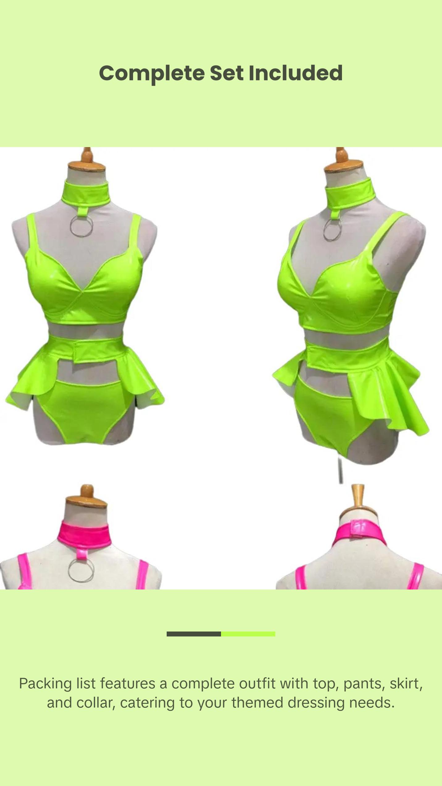 Bar Costume Sexy Fluorescent Elastic Patent Leather Dress Clothes Womenswear Collar