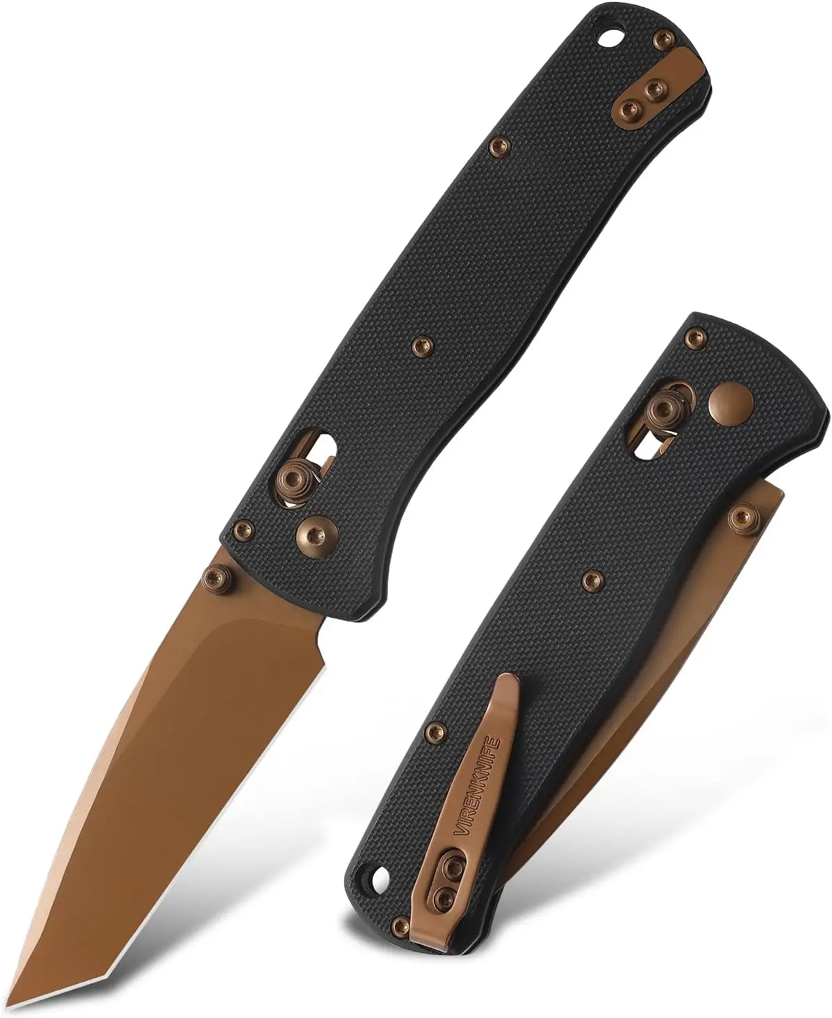 VIRENKNIFE Folding Pocket Knife for EDC，Crossbar Lock Knife with 2.95" 14C28N Blade G10 Handle, Small EDC Knife with Pocket Clip,Sharp Camping Survival Hiking Knife Gifts for Men Women