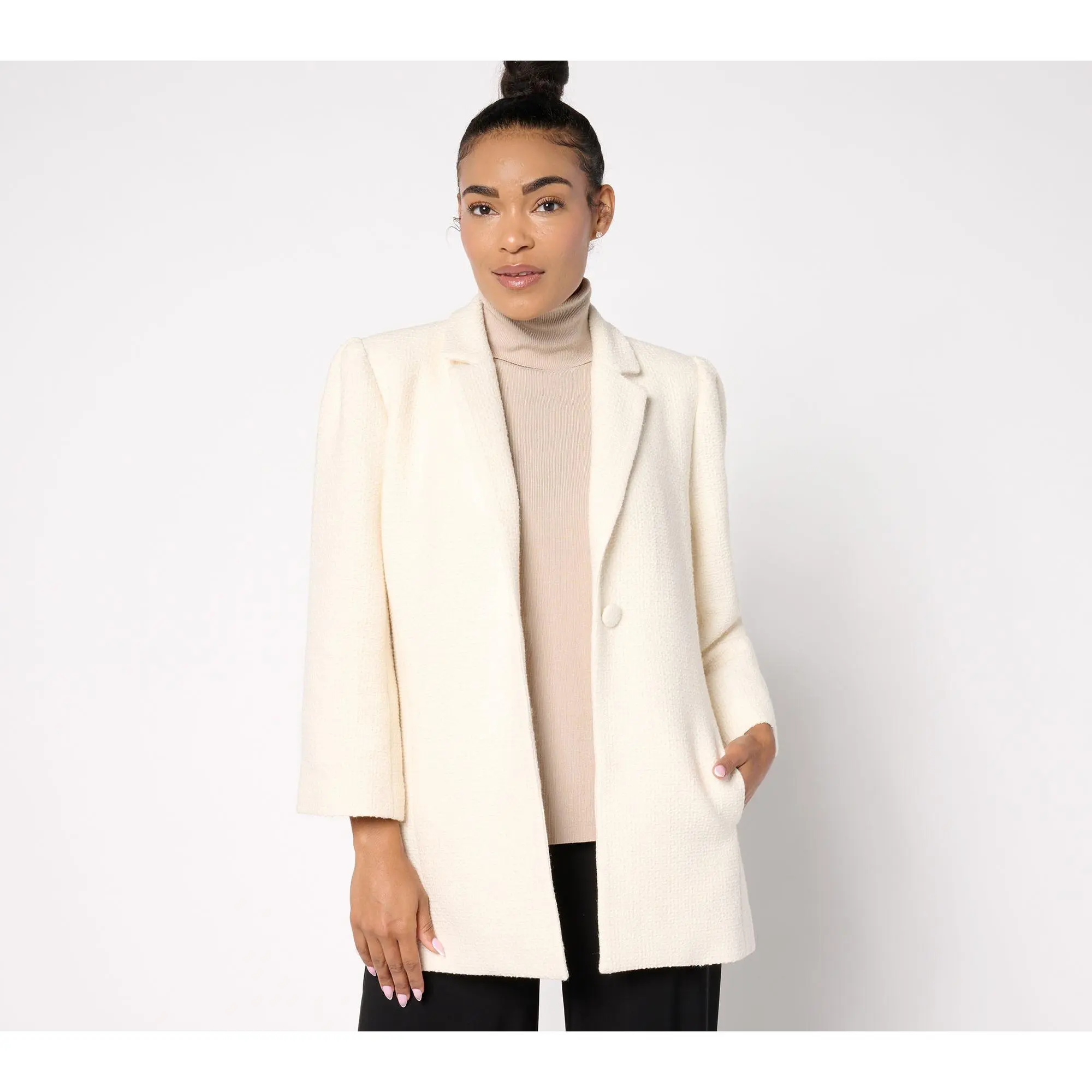 Dennis Basso Textured Boucle Knit Blazer