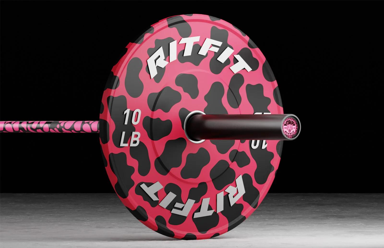 RitFit Pink leopard print bumper plates Olympic 2-Inch Rubber RitFit Pink leopard print bumper plates Olympic 2-Inch Rubber