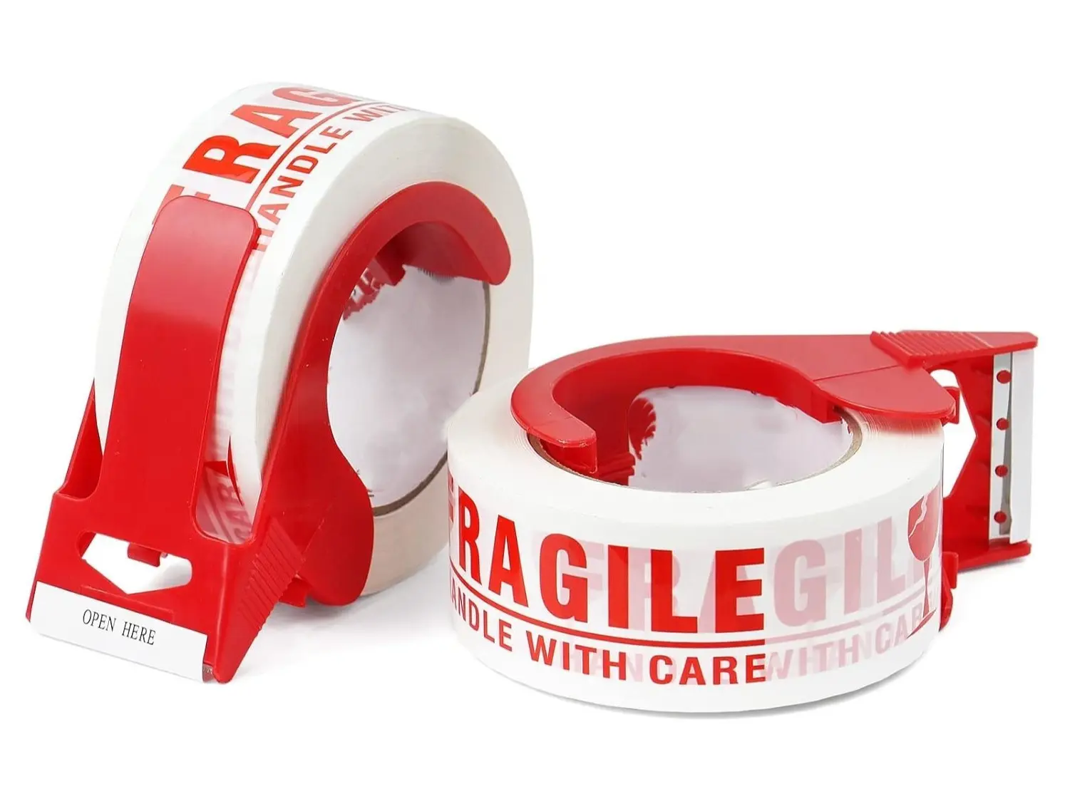 Fragile Tape 2 Inch x 330 Feet (110 Yards) Fragiles Tape Handle with Care for Shipping with Dispenser, Heavy Duty Marking Tape for Moving Box