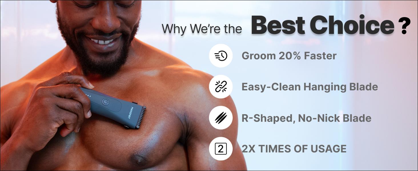 Manspot Electric Body Hair Razor for Men - USB Rechargeable, Waterproof, Replaceable Ceramic Heads, Ultra-Smooth Shaving, Cordless Trimmer for Grooming Routine