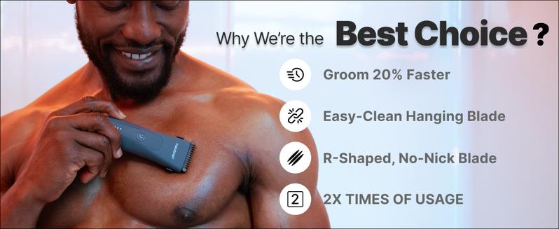 Manspot Electric Body Hair Razor for Men - USB Rechargeable, Waterproof, Replaceable Ceramic Heads, Ultra-Smooth Shaving, Cordless Trimmer for Grooming Routine