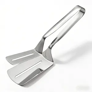 Viral 2-in-1 Stainless Steel Spatula & Tongs - Dual-Function Tool for Flipping Gripping Serving, 304, Heat Resistant, Dishwasher Safe, Slotted, Heavy-Duty Kitchen Essential