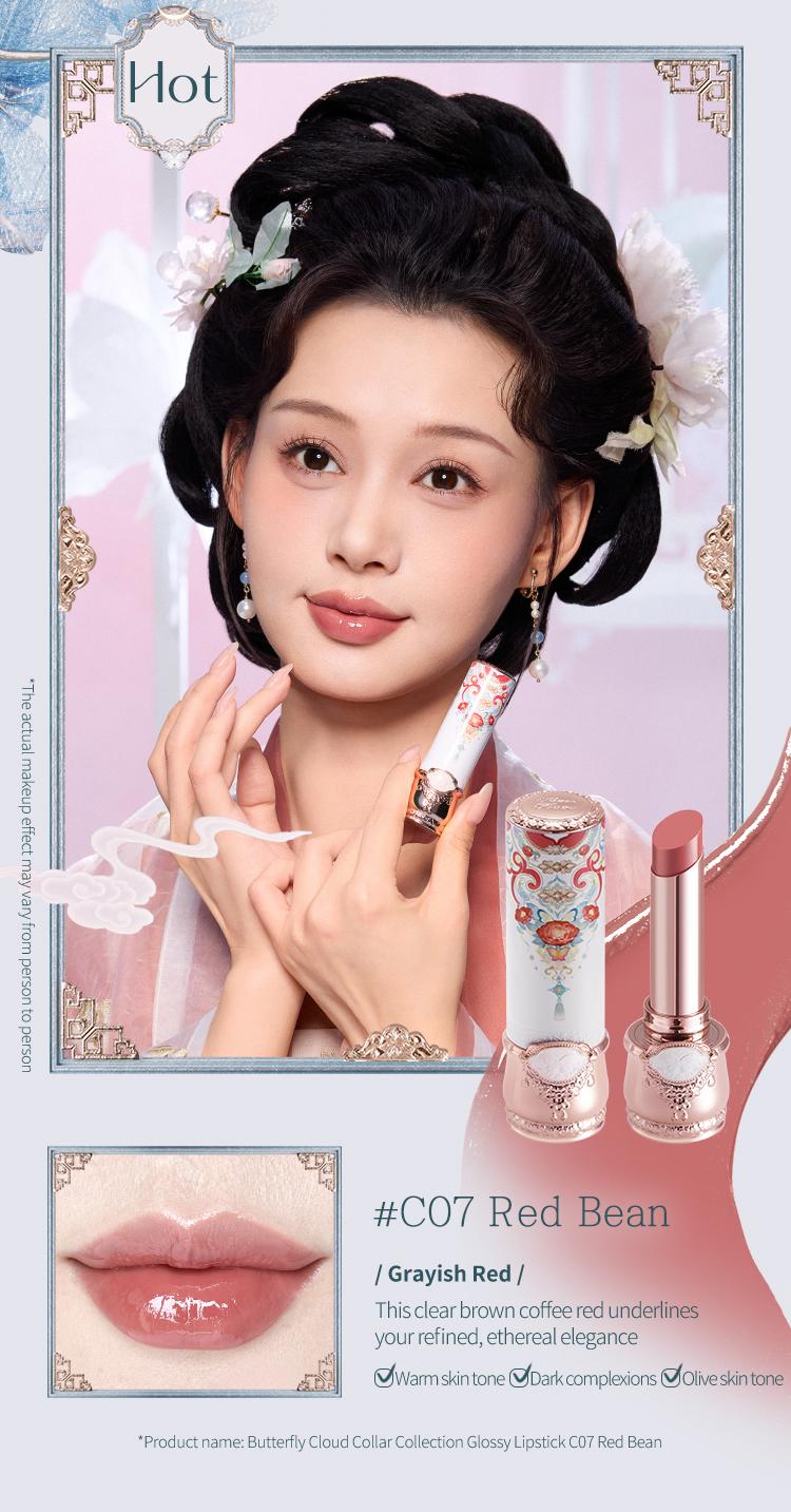 Flower Knows Butterfly Cloud Collar Collection Glossy Lipstick, High-Quality Pigmentation, Long-Lasting, Nourishing Shine, Comfortable Wear, Christmas Cosmetic Gift