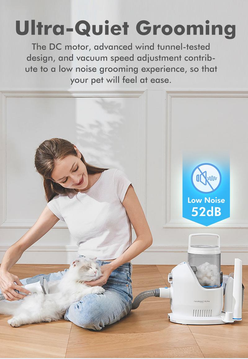 Neakasa P2 Pro Pet Grooming Kit, Dog Clippers 99% Hair, Pet Grooming with 5 Proven Tools, 2L Large-Capacity Easy Empty Dustbin for Dogs Cats Animals